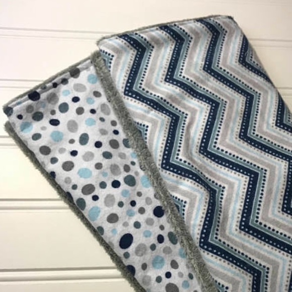 Chenille Baby Burp Cloth Set, Baby Boy gift (2) - Picture 2 of 3